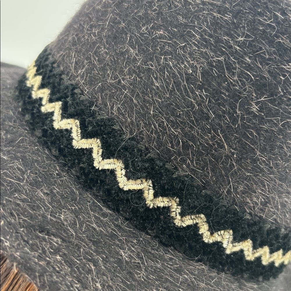 Vintage 60s Hipster Streetwear Embellished  Feathers Merino Wool Fur Fedora Hat - Picture 6 of 16